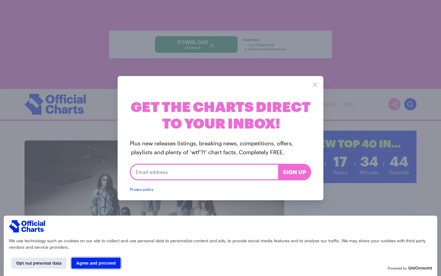 Official Charts Homepage screenshot