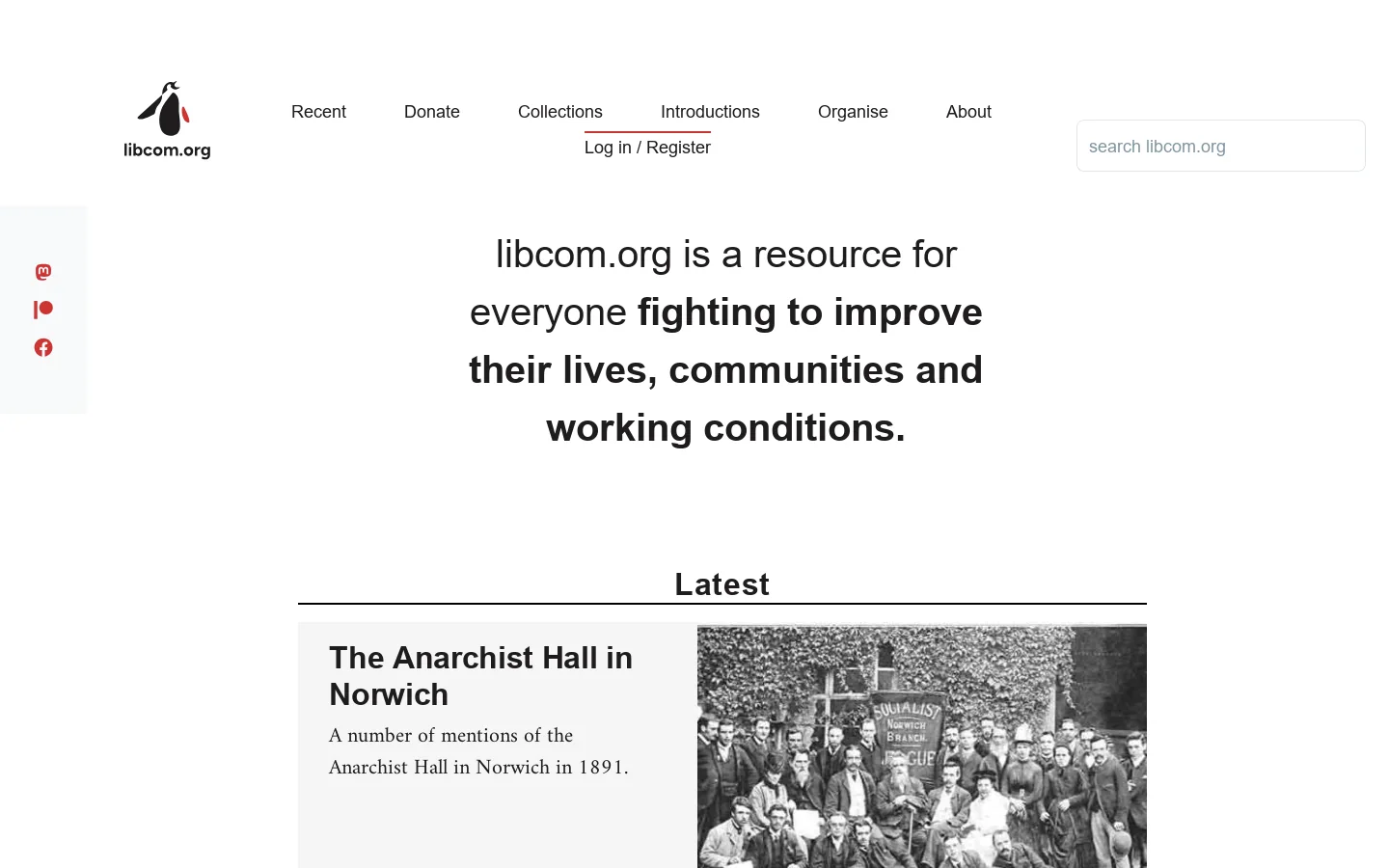 libcom.org Homepage screenshot
