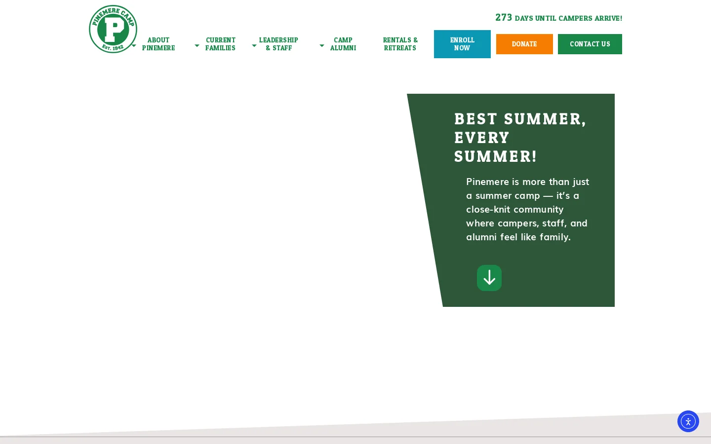 Pinemere Homepage screenshot