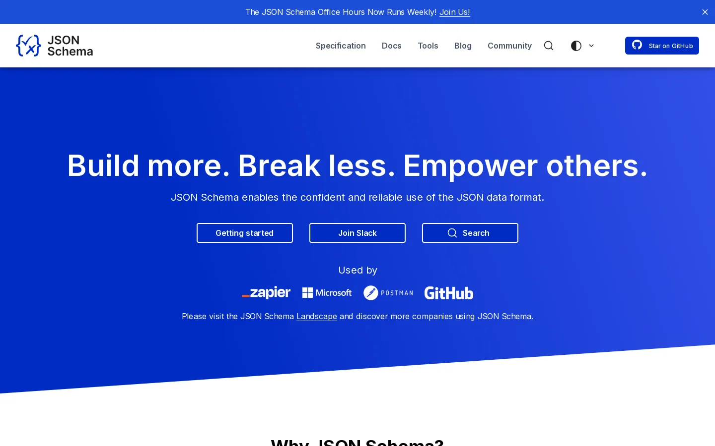 JSON Schema Homepage screenshot