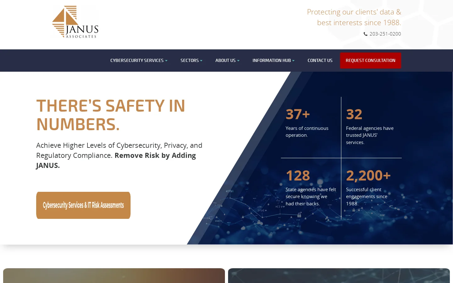 JANUS Expert Cyber Security, Compliance & Privacy Solutions Homepage screenshot