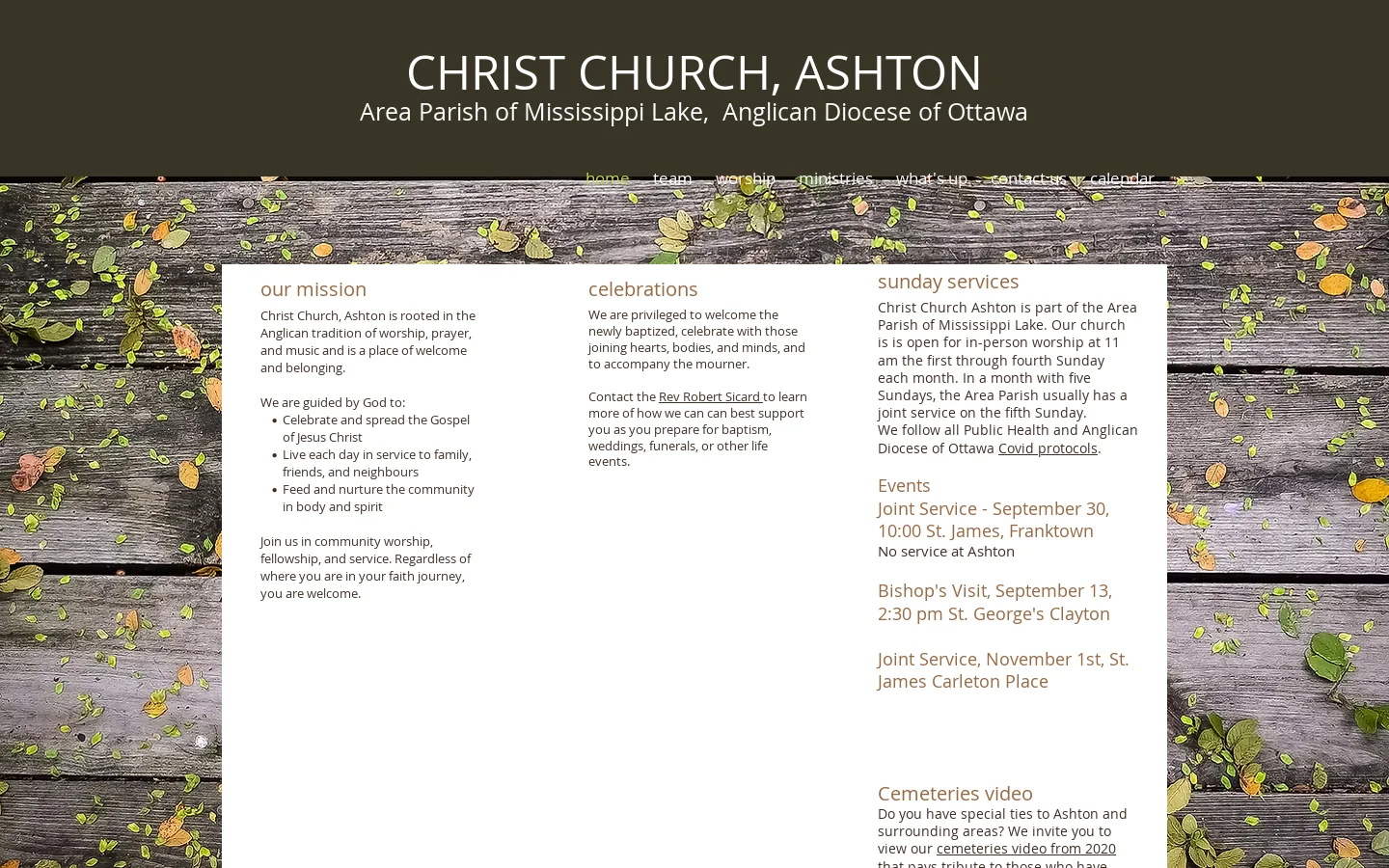 Christ Church Ashton, Ontario Homepage screenshot