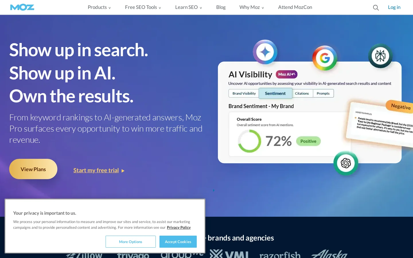 Moz Homepage screenshot