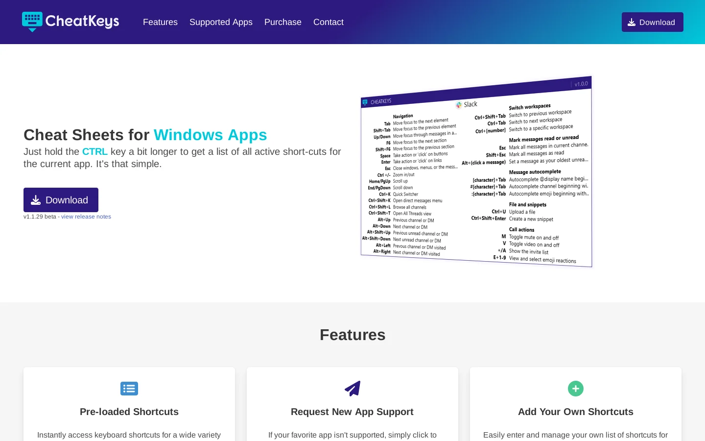 CheatKeys Homepage screenshot