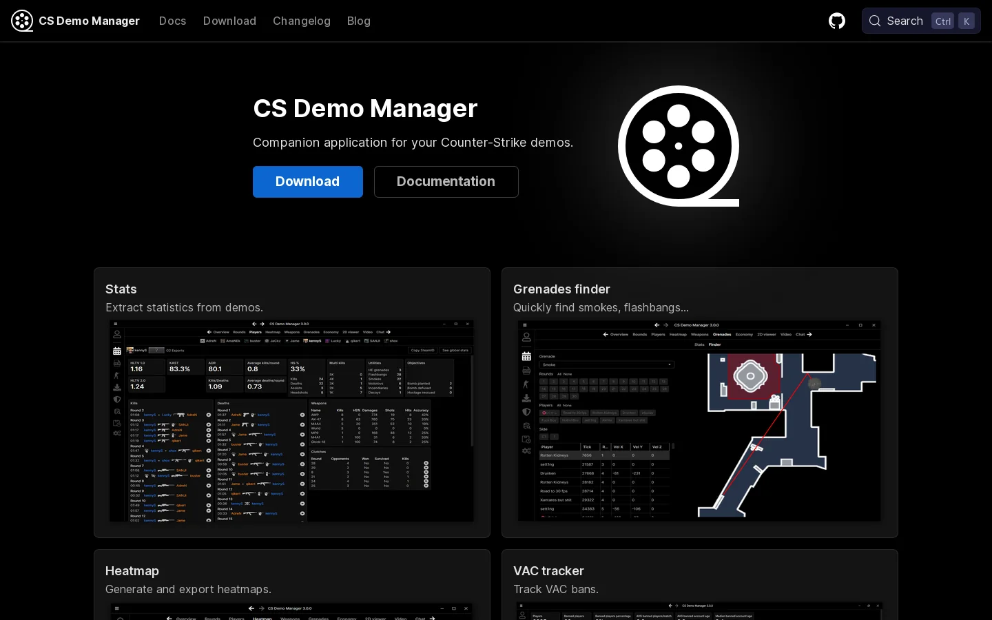 CS Demo Manager Homepage screenshot