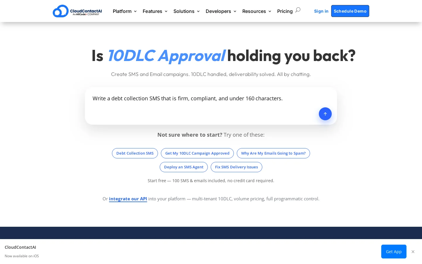 CloudContactAI Homepage screenshot