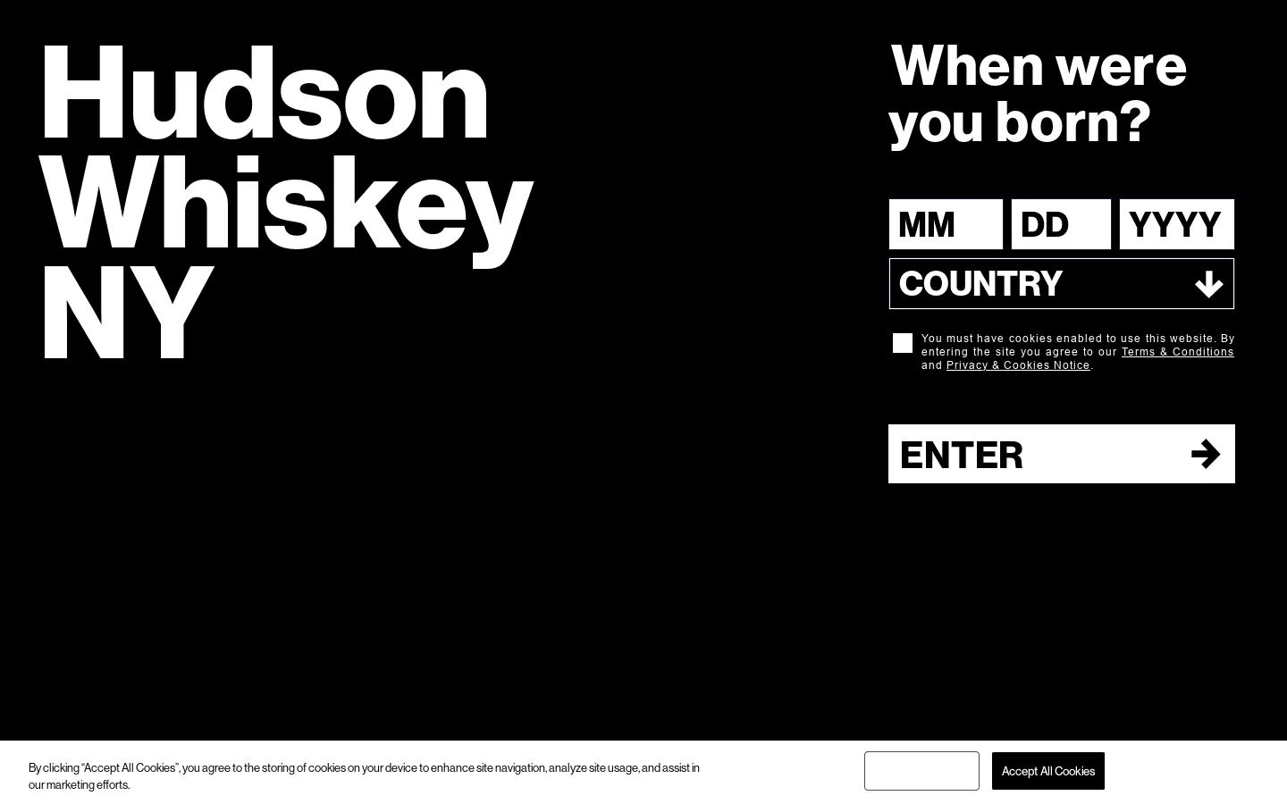Hudson Whiskey » Hudson Whiskey NY Homepage screenshot