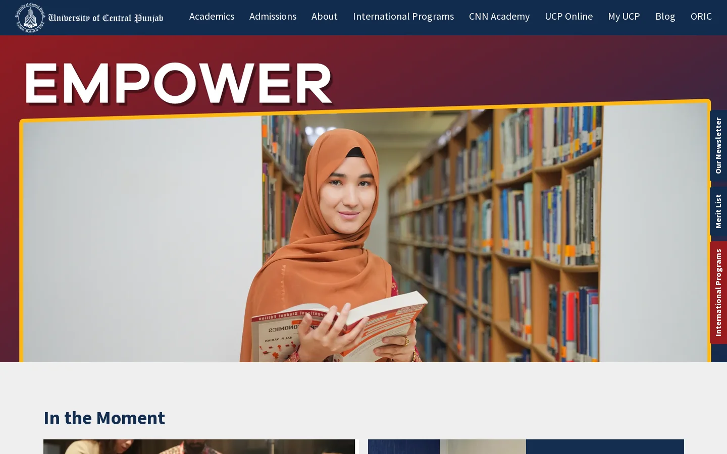UCP Homepage screenshot