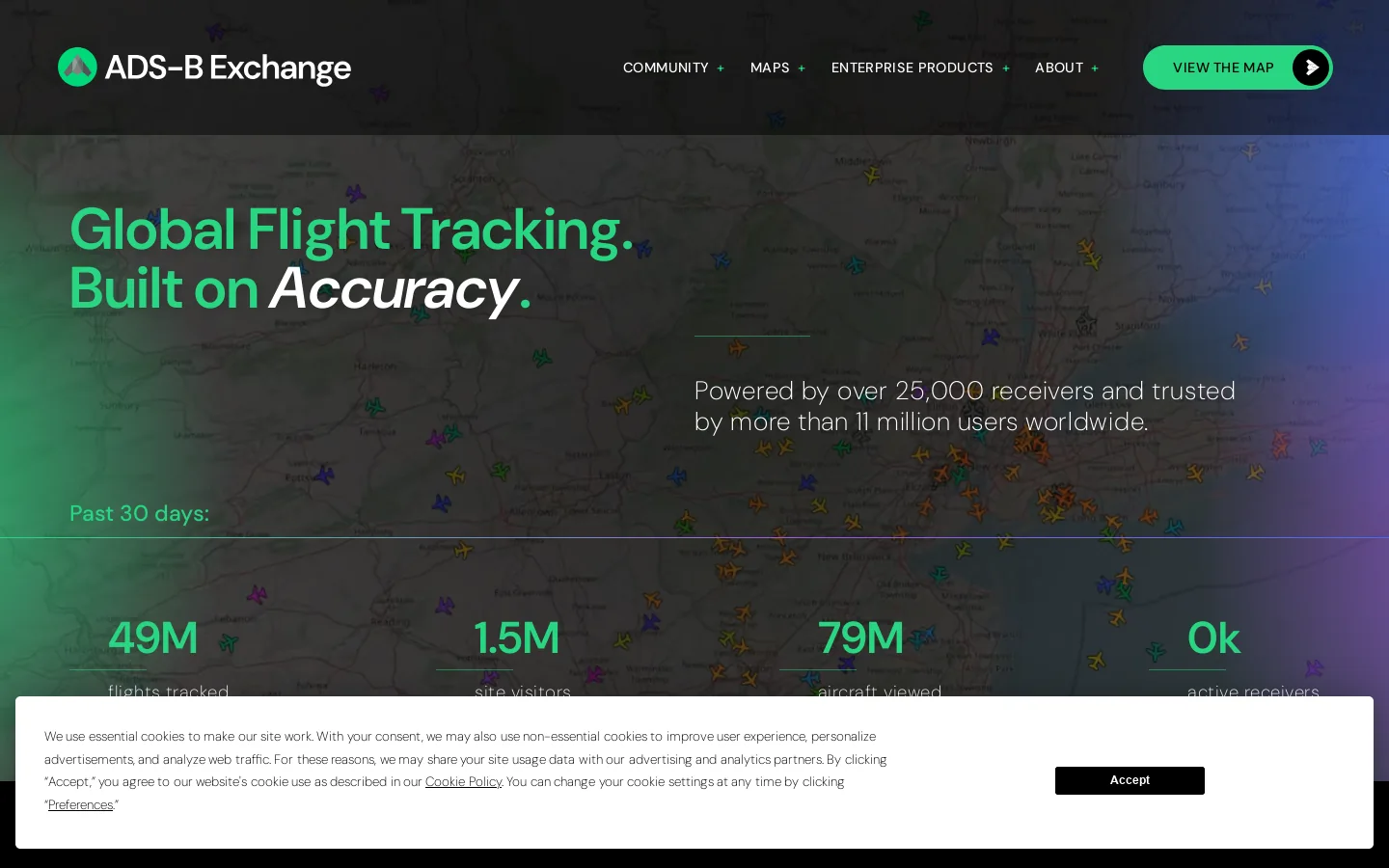 ADS-B Exchange Homepage screenshot