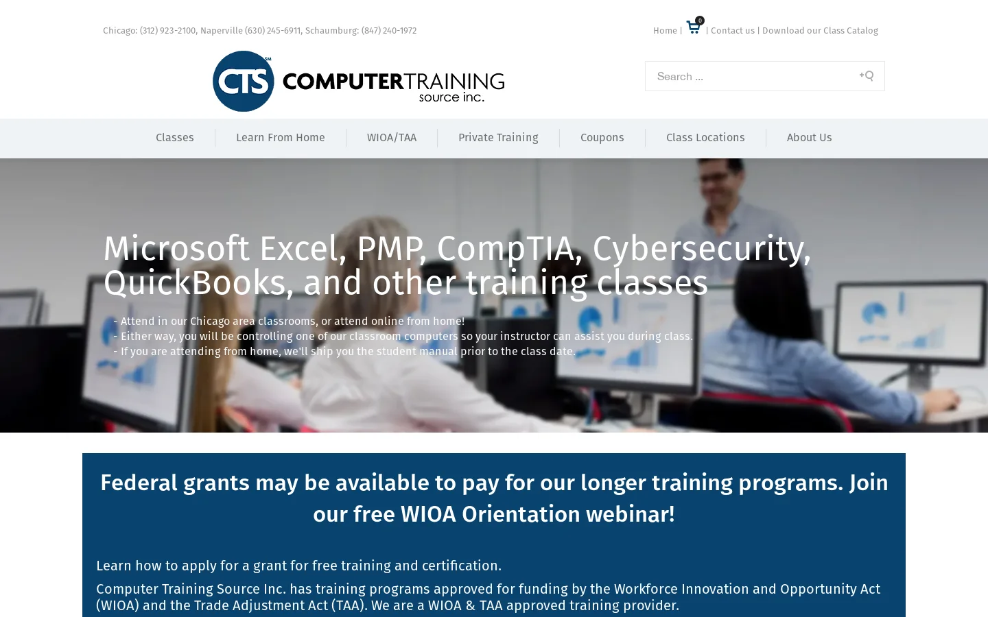 Computer Training Classes | Chicago | Schaumburg | Naperville | Northbrook Homepage screenshot