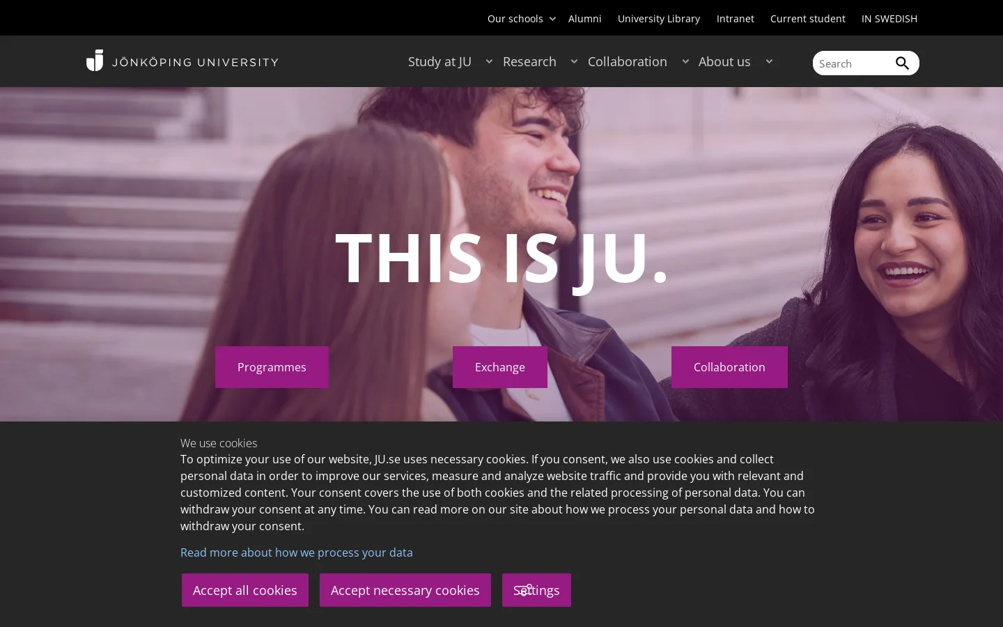 Jönköping University Homepage screenshot