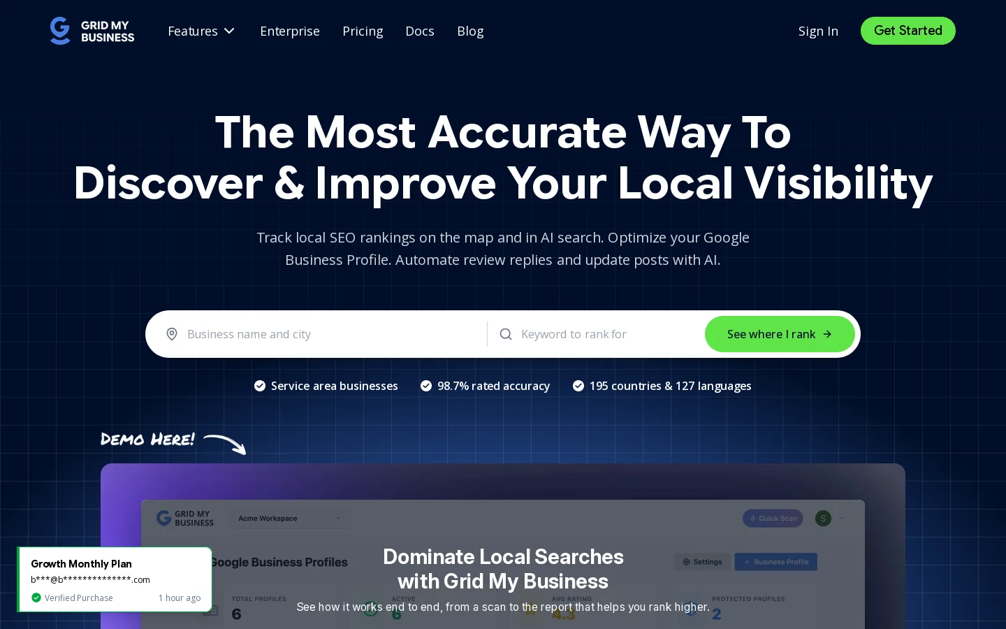 Grid My Business Homepage screenshot