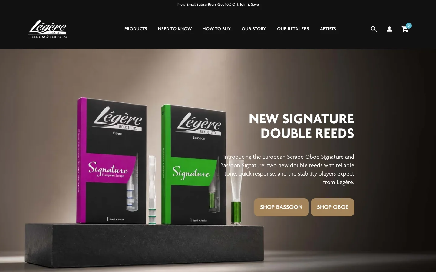 Légère Reeds: The Best Synthetic Sax, Clarinet, Oboe and Bassoon Reeds Homepage screenshot
