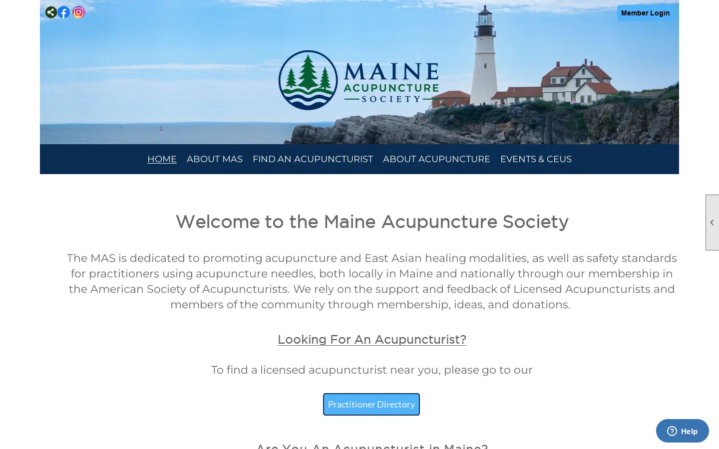 Home - Maine Acupuncture Society Homepage screenshot