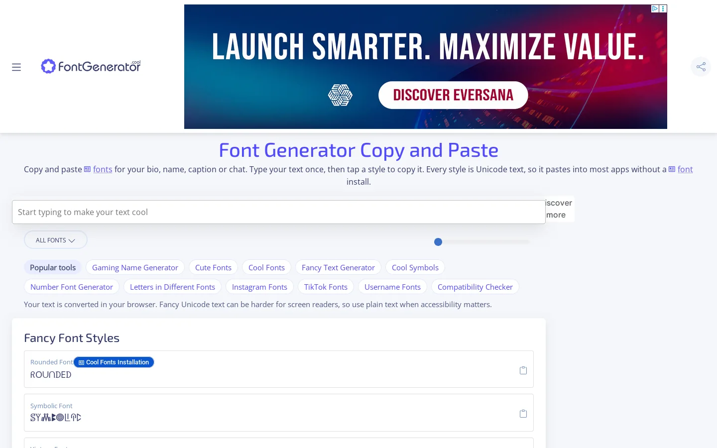FontGenerator.cool Homepage screenshot