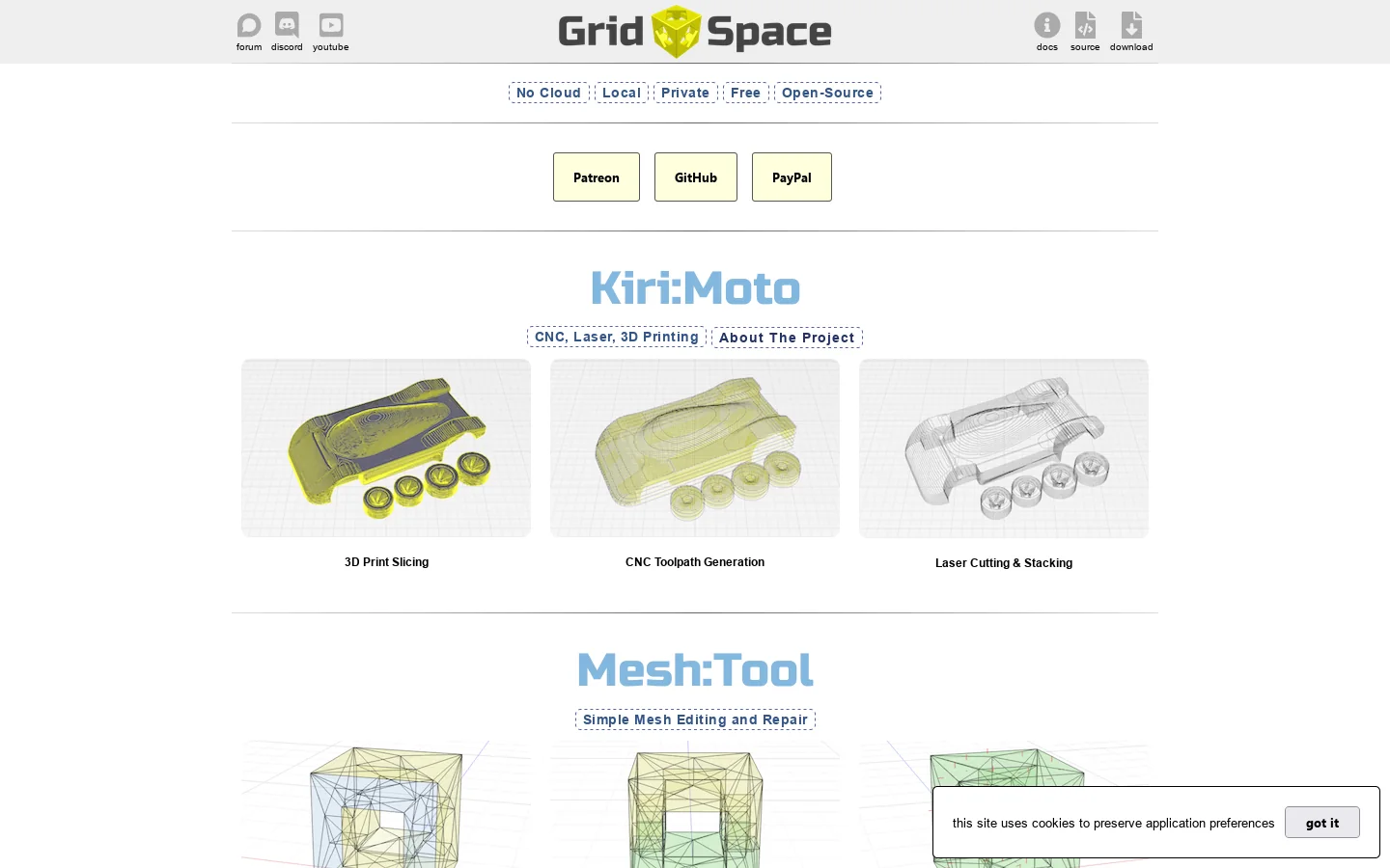 Grid.Space Homepage screenshot