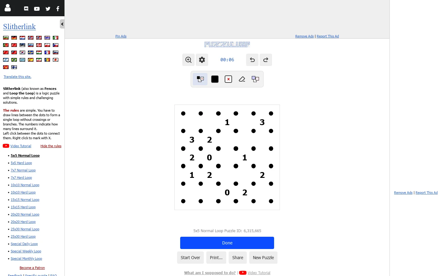 Slitherlink - online puzzle game Homepage screenshot