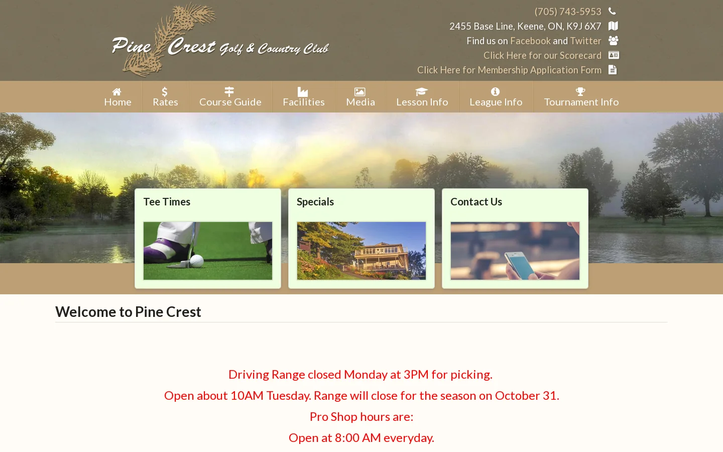 Welcome to Pine Crest | Pine Crest Golf and Country Club Homepage screenshot
