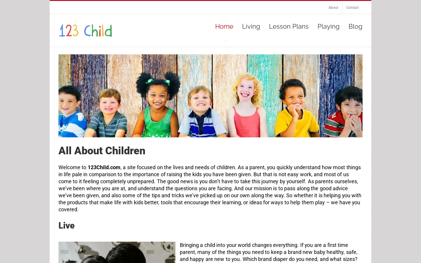 123 Child Homepage screenshot