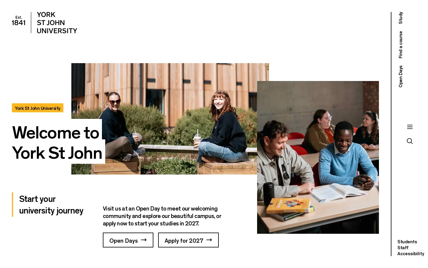 York St John University | York St John University Homepage screenshot