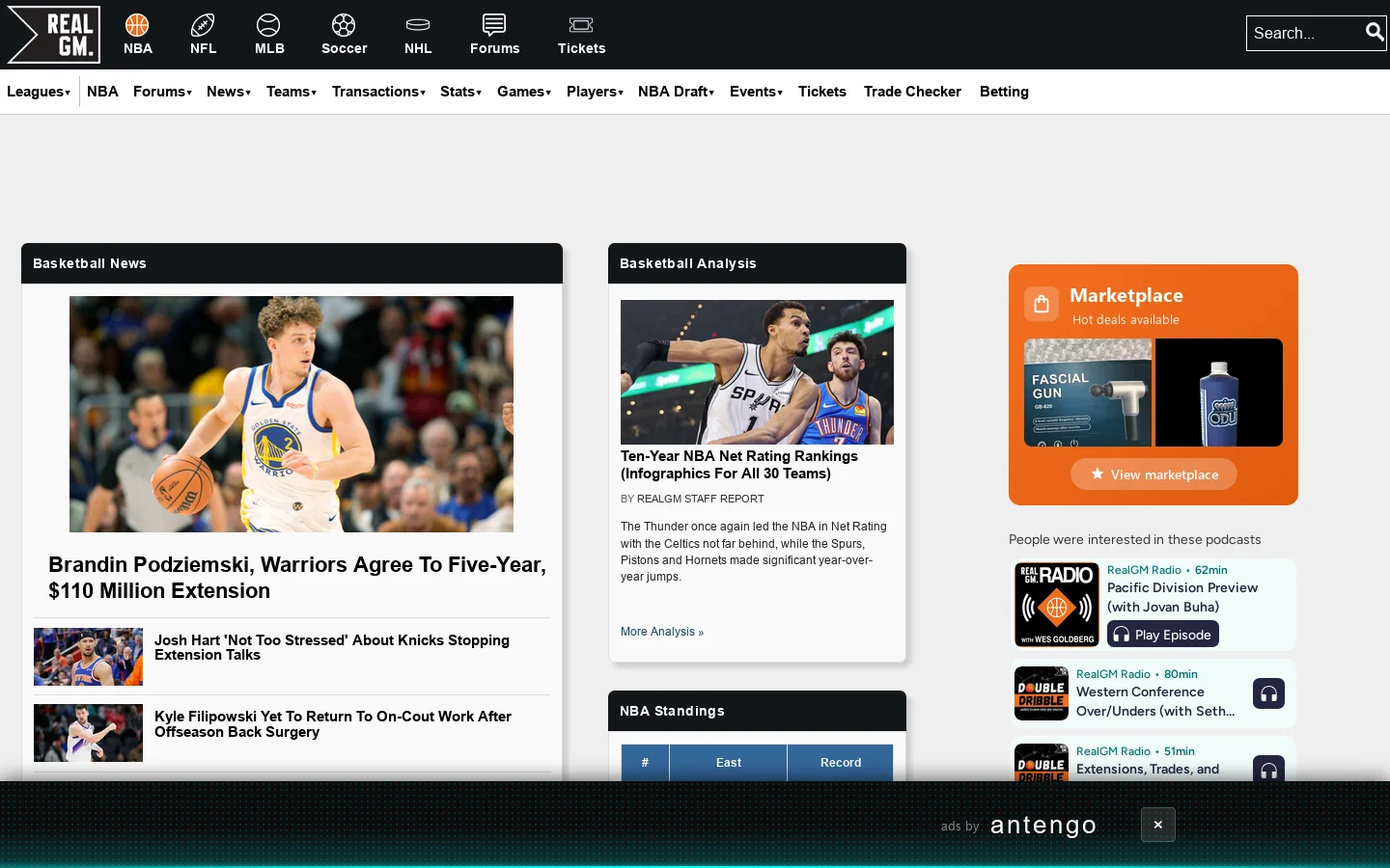 Basketball News, Rumors, Scores, Stats, Analysis, Depth Charts, Forums Homepage screenshot