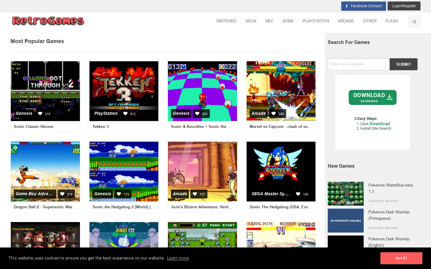 RetroGames.cc Homepage screenshot