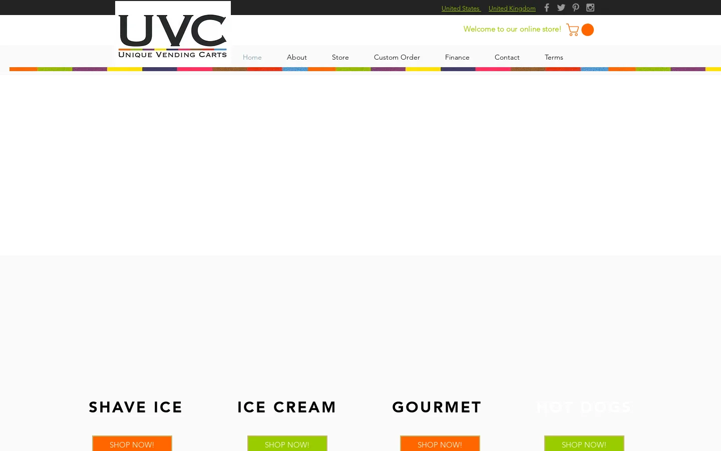 Unique Vending Carts (UVC) Homepage screenshot