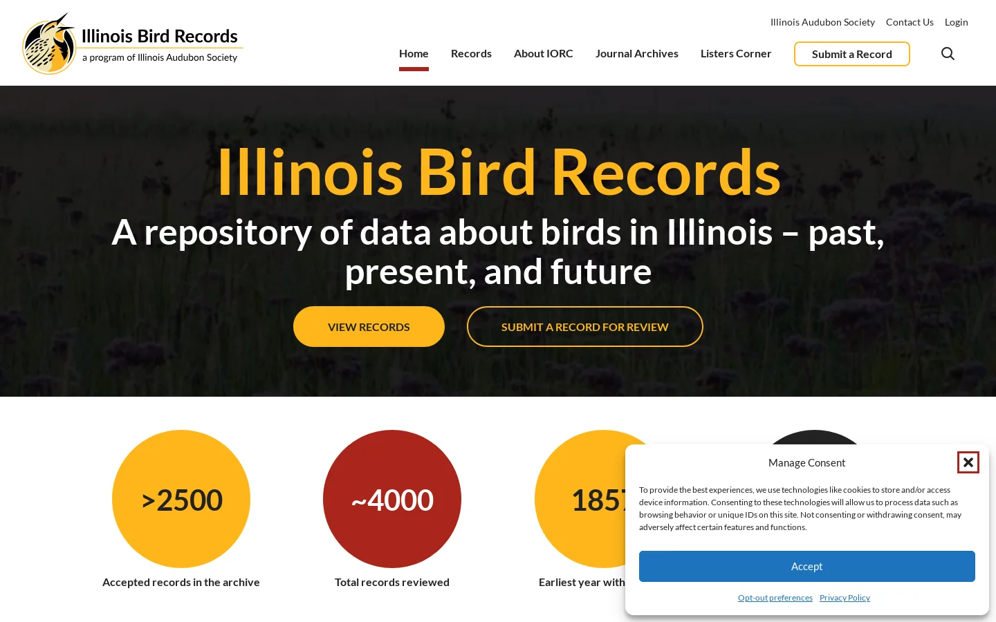 Illinois Bird Records Homepage screenshot