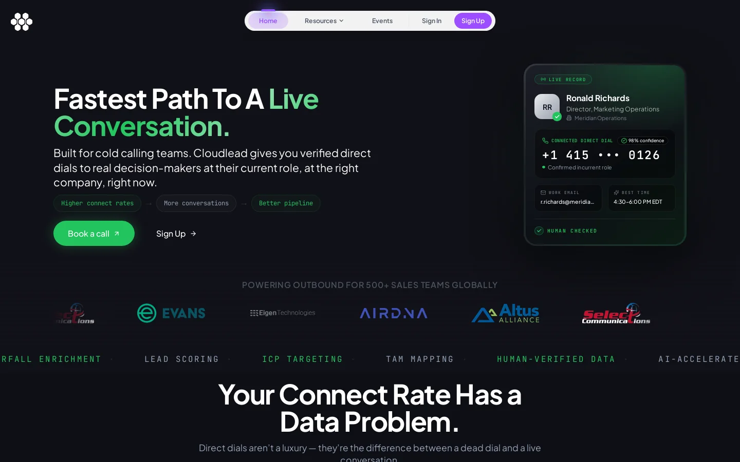 Cloudlead Homepage screenshot