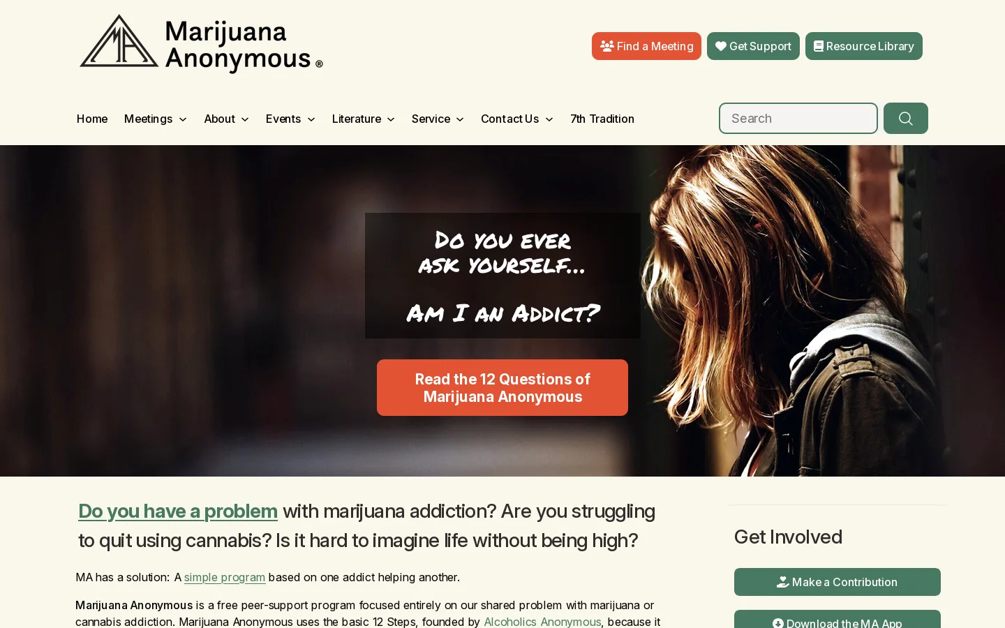 Marijuana addiction | cannabis dependency help; free support Homepage screenshot