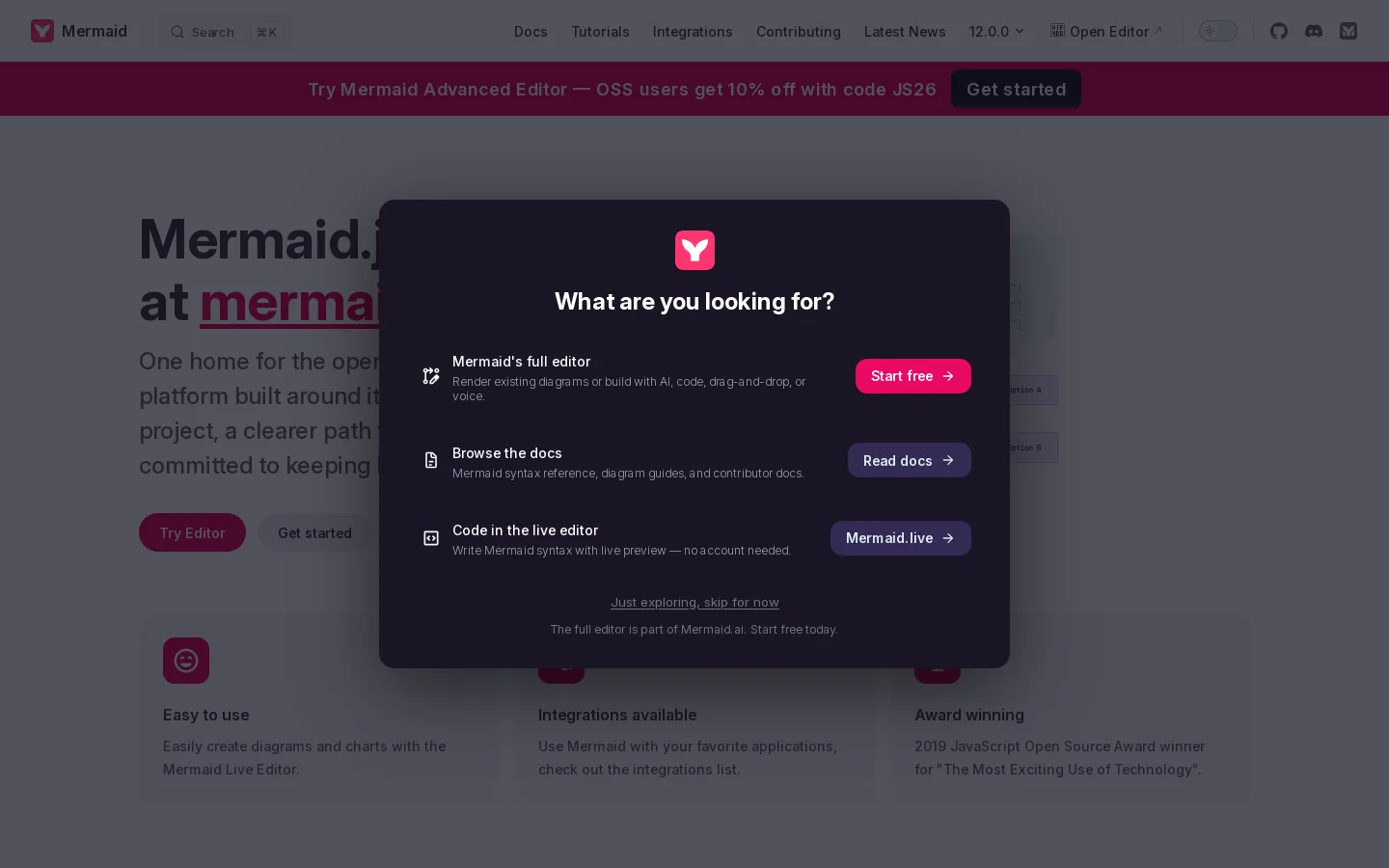 Mermaid Homepage screenshot