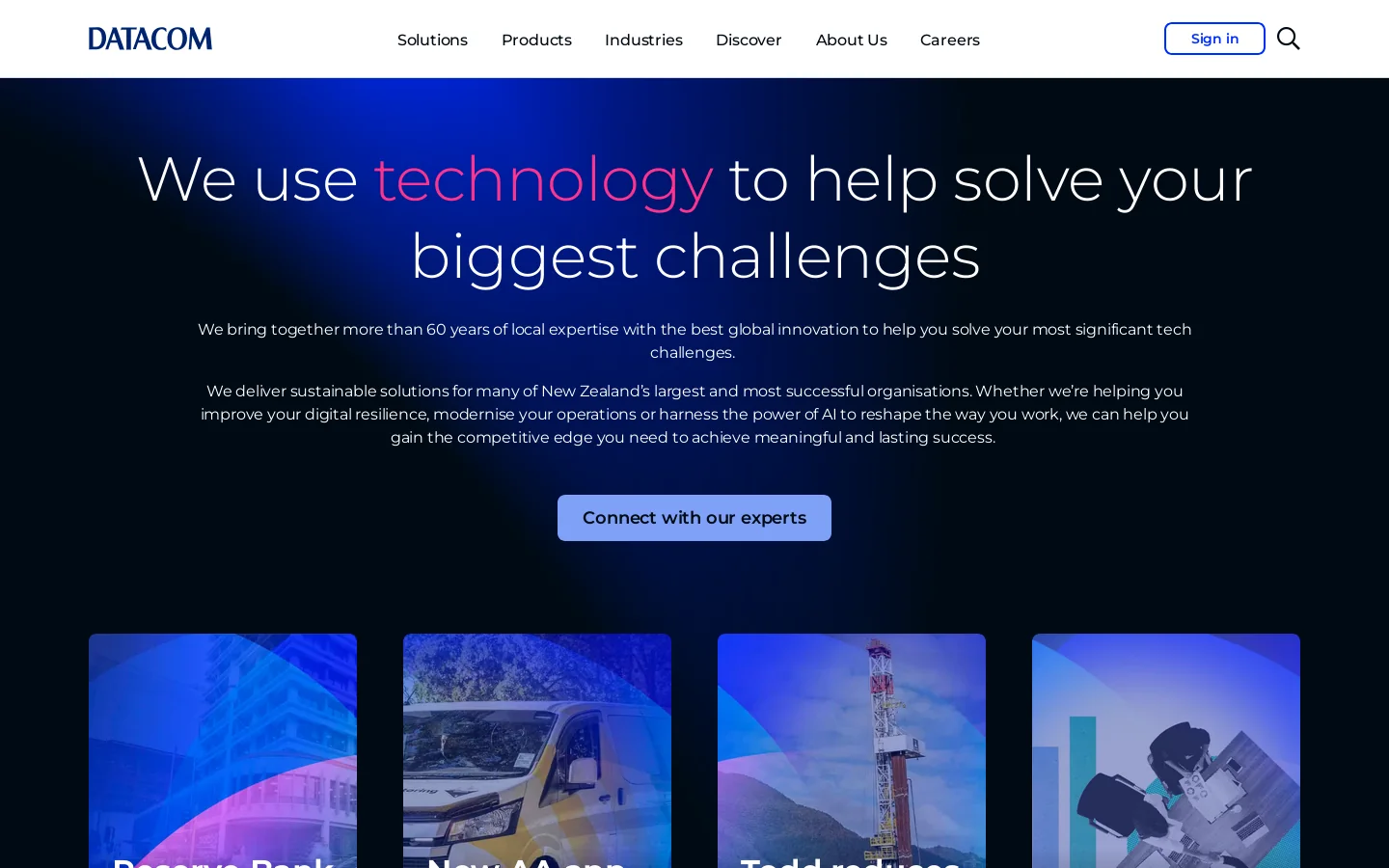 Datacom Homepage screenshot