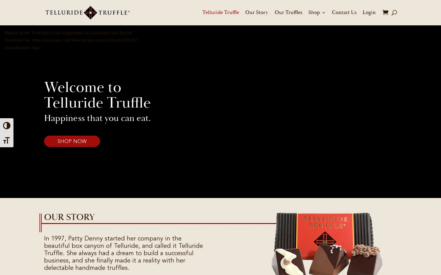 Telluride Truffle Homepage screenshot