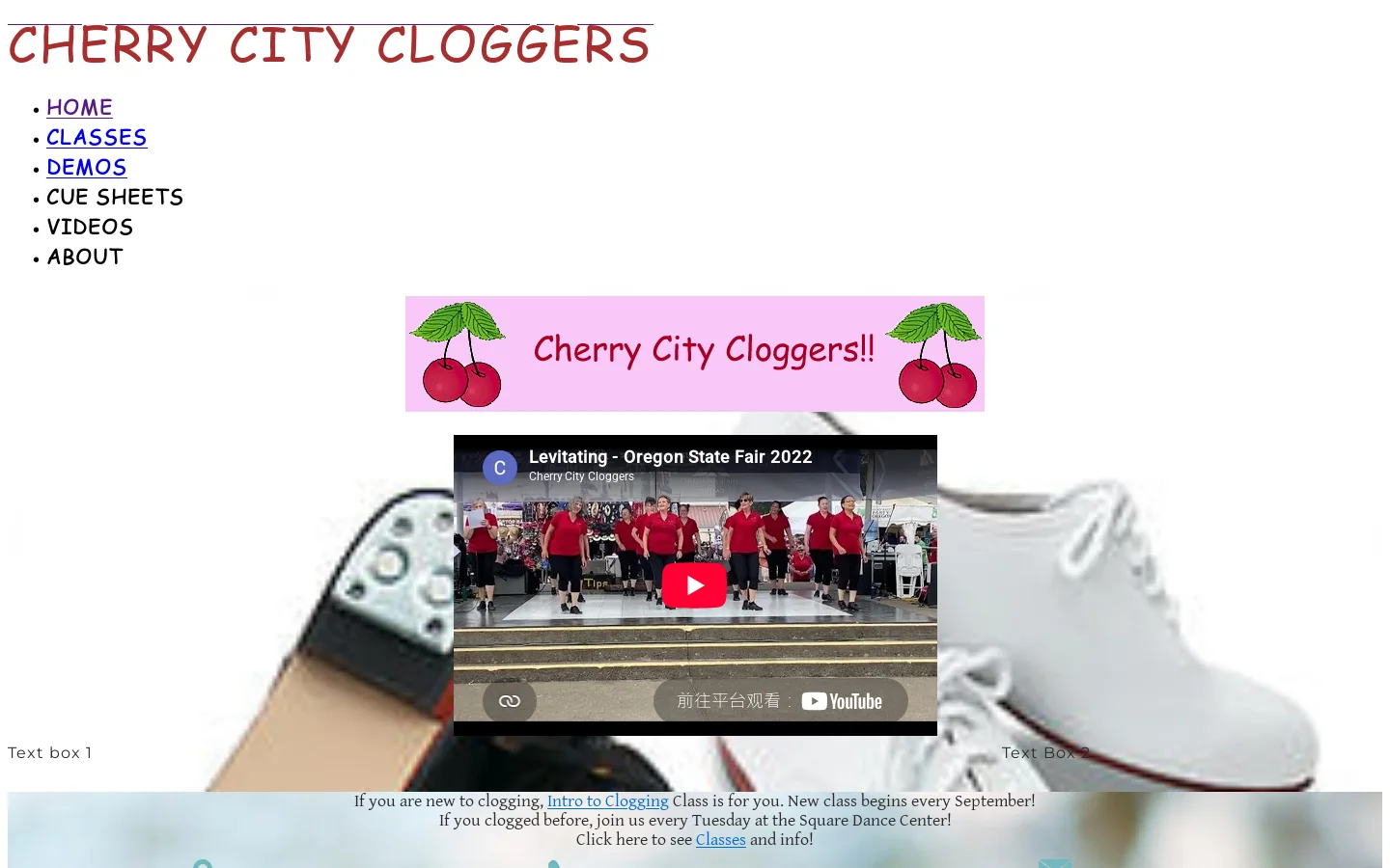CHERRY CITY CLOGGERS Homepage screenshot