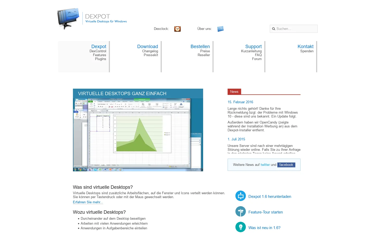 Dexpot Homepage screenshot