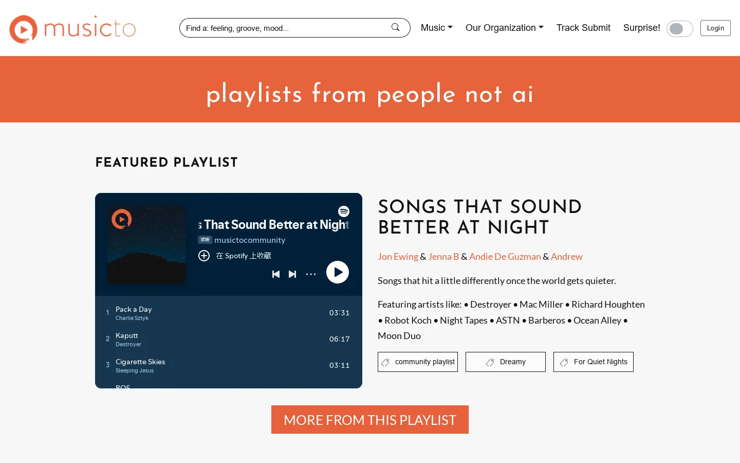 musicto Homepage screenshot