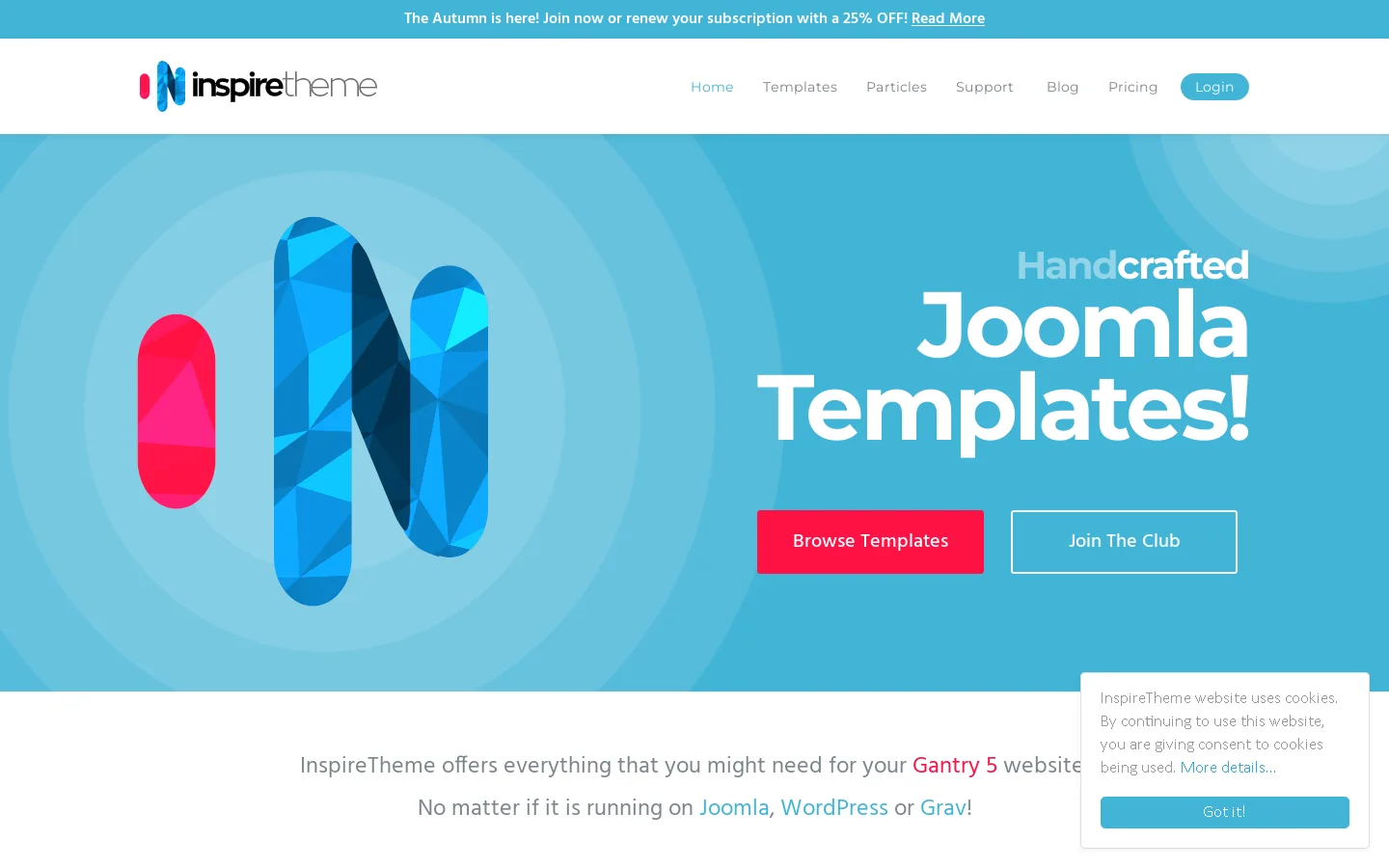 InspireTheme Homepage screenshot