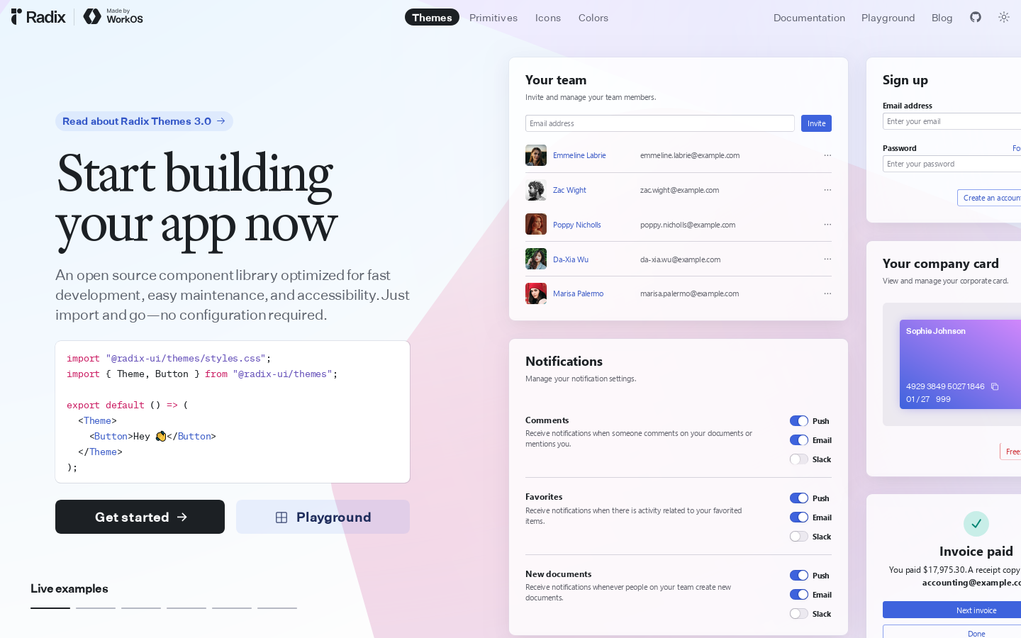 Radix UI Homepage screenshot