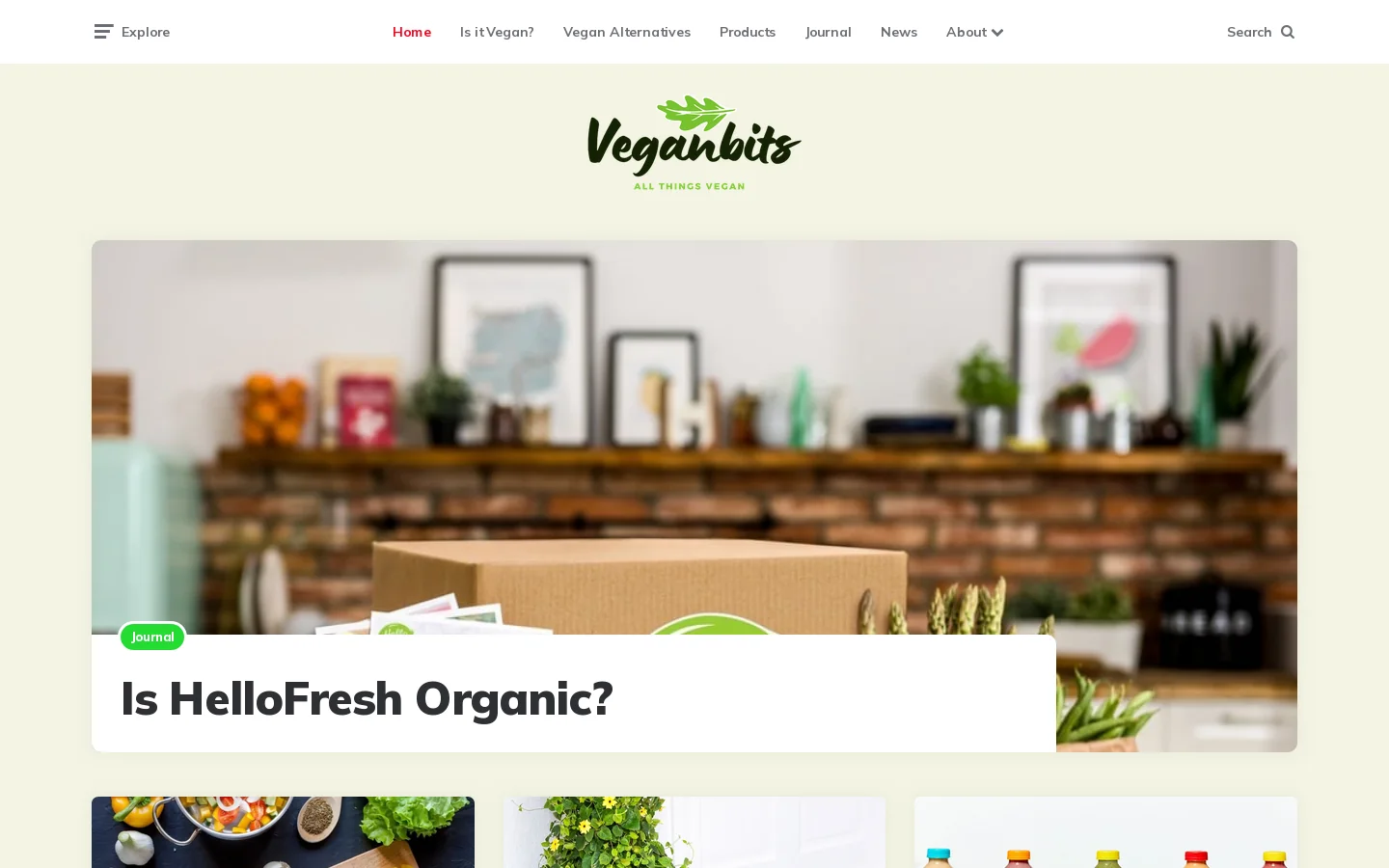 VeganBits Homepage screenshot