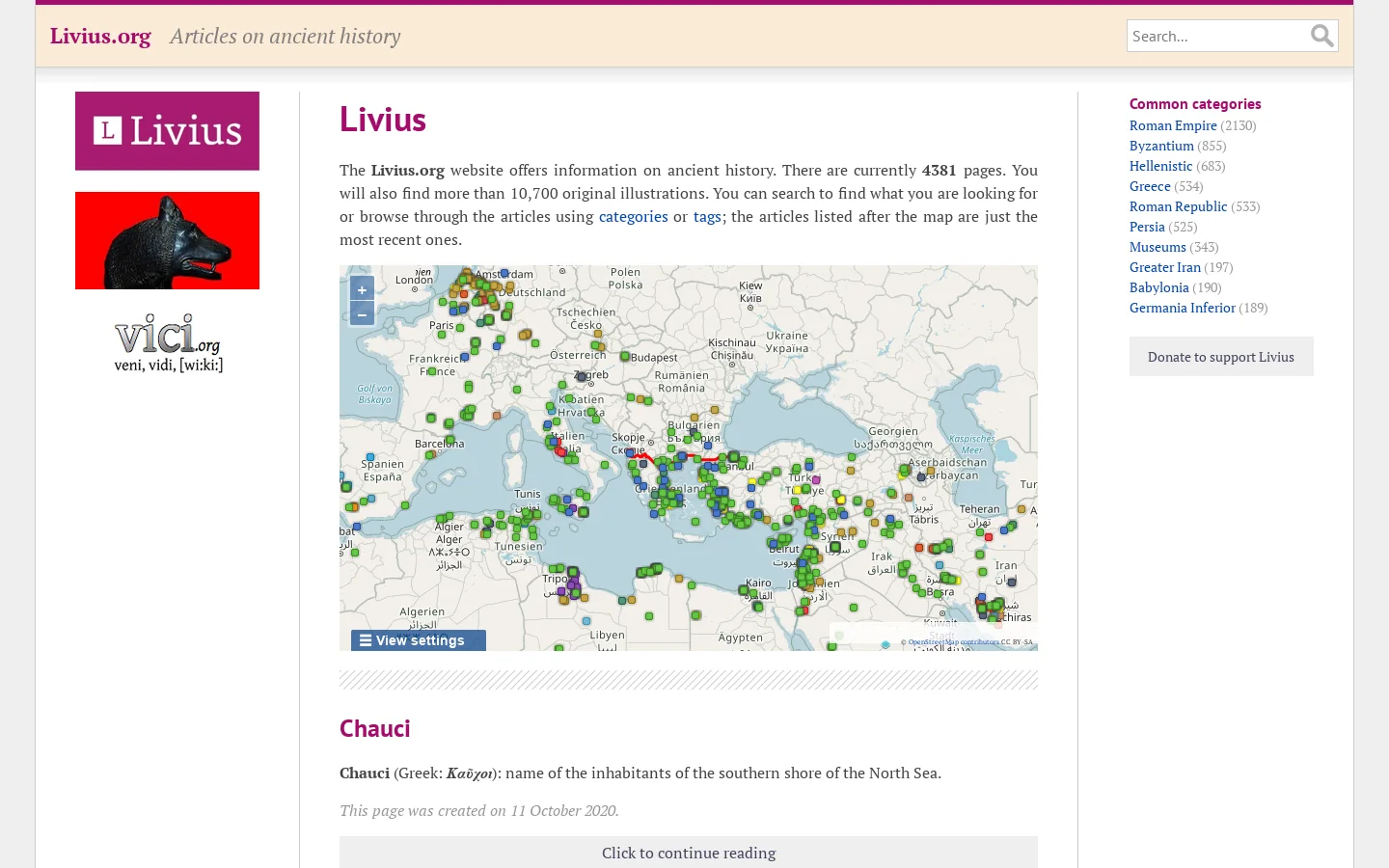 Livius Homepage screenshot