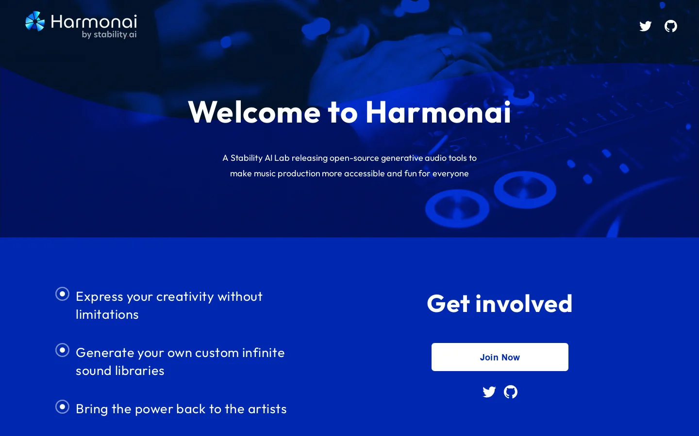 Harmonai.org Homepage screenshot