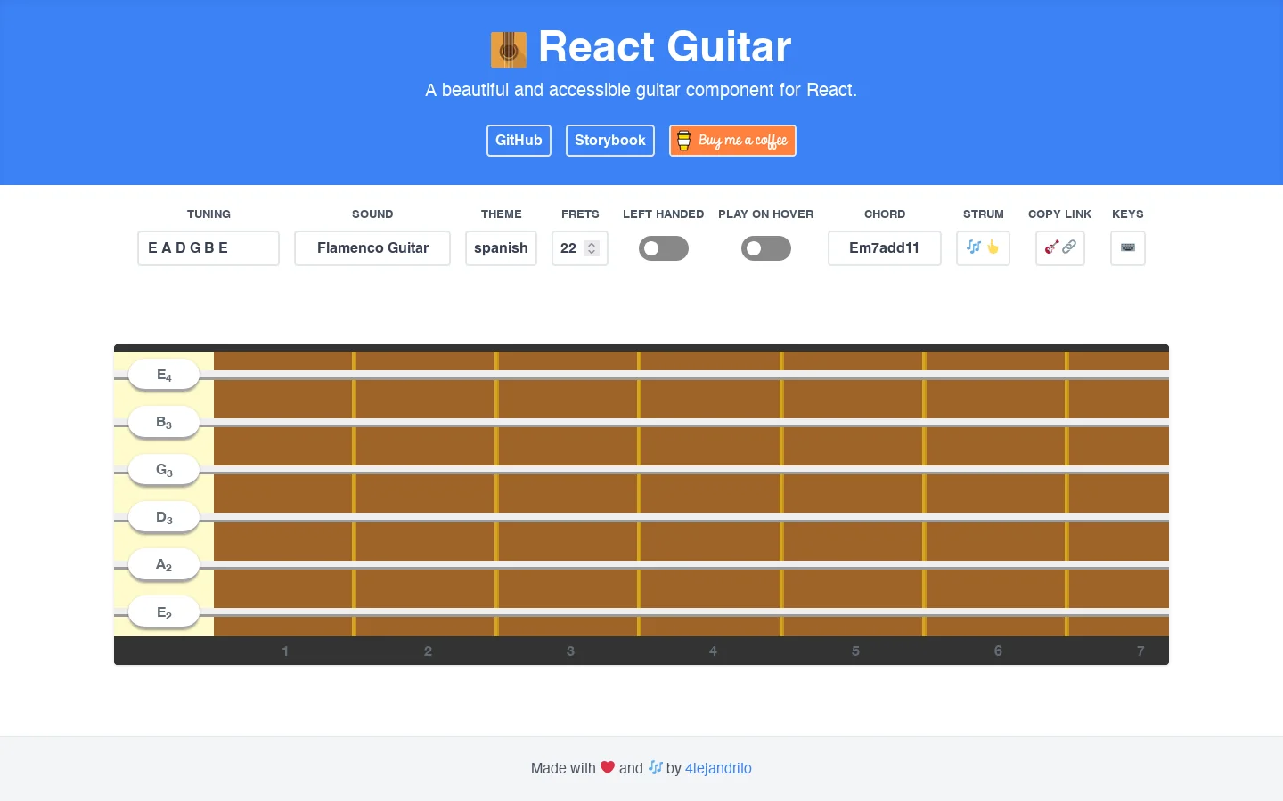 React Guitar Homepage screenshot
