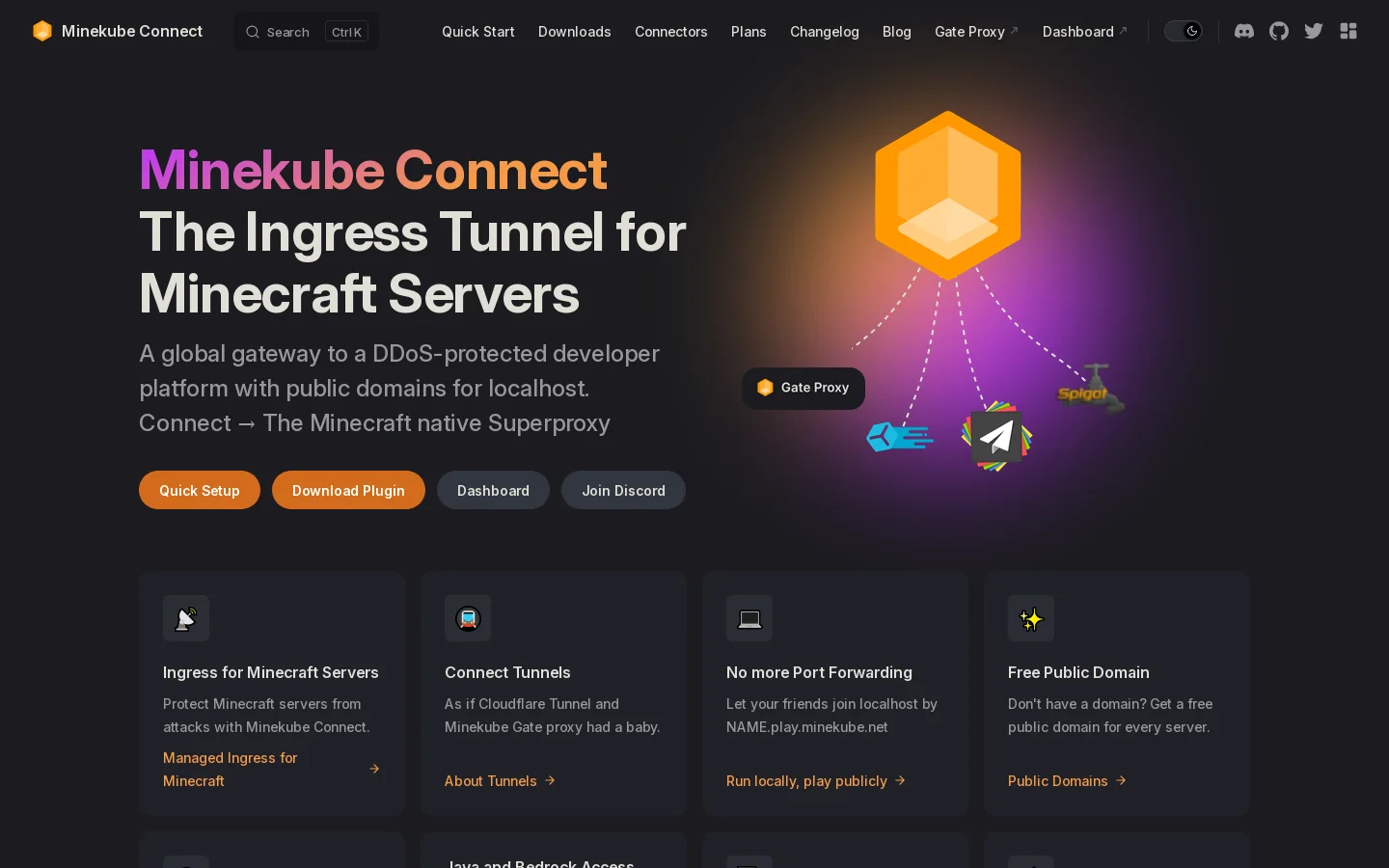 Minekube Connect | The Ingress Tunnel for Minecraft Servers Homepage screenshot