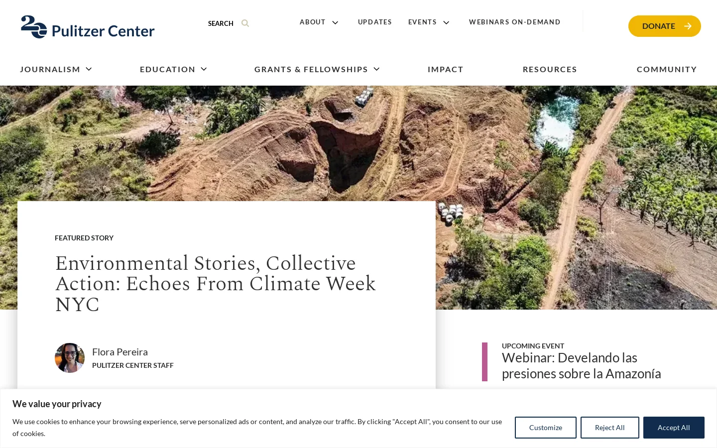 Pulitzer Center Homepage screenshot