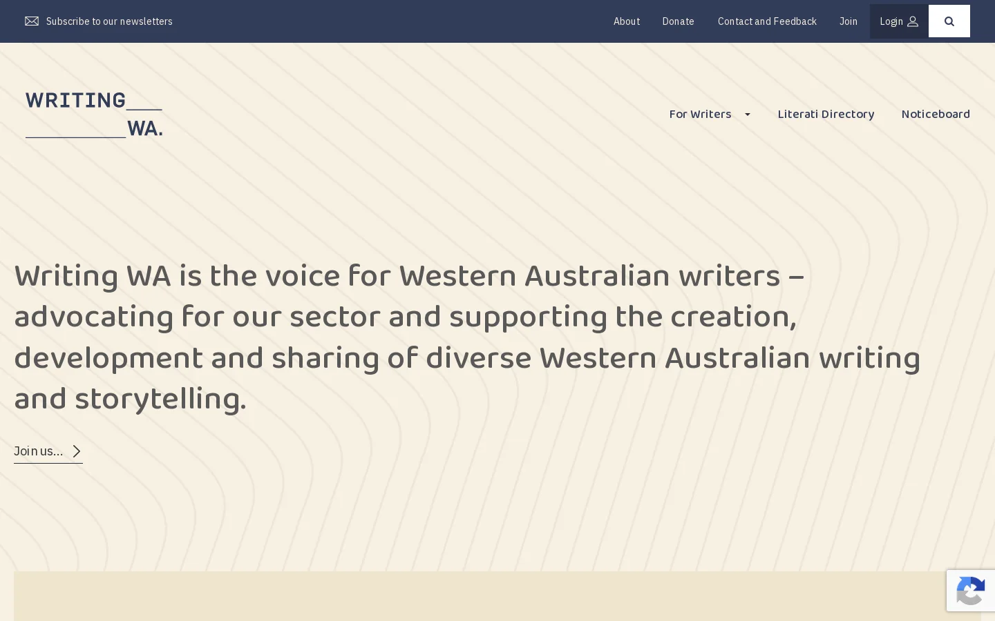 Writing WA Homepage screenshot