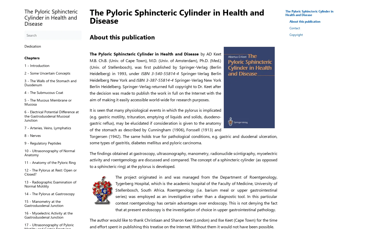 The Pyloric Sphincteric Cylinder in Health and Disease | The Pyloric Sphincteric Cylinder in Health and Disease Homepage screenshot