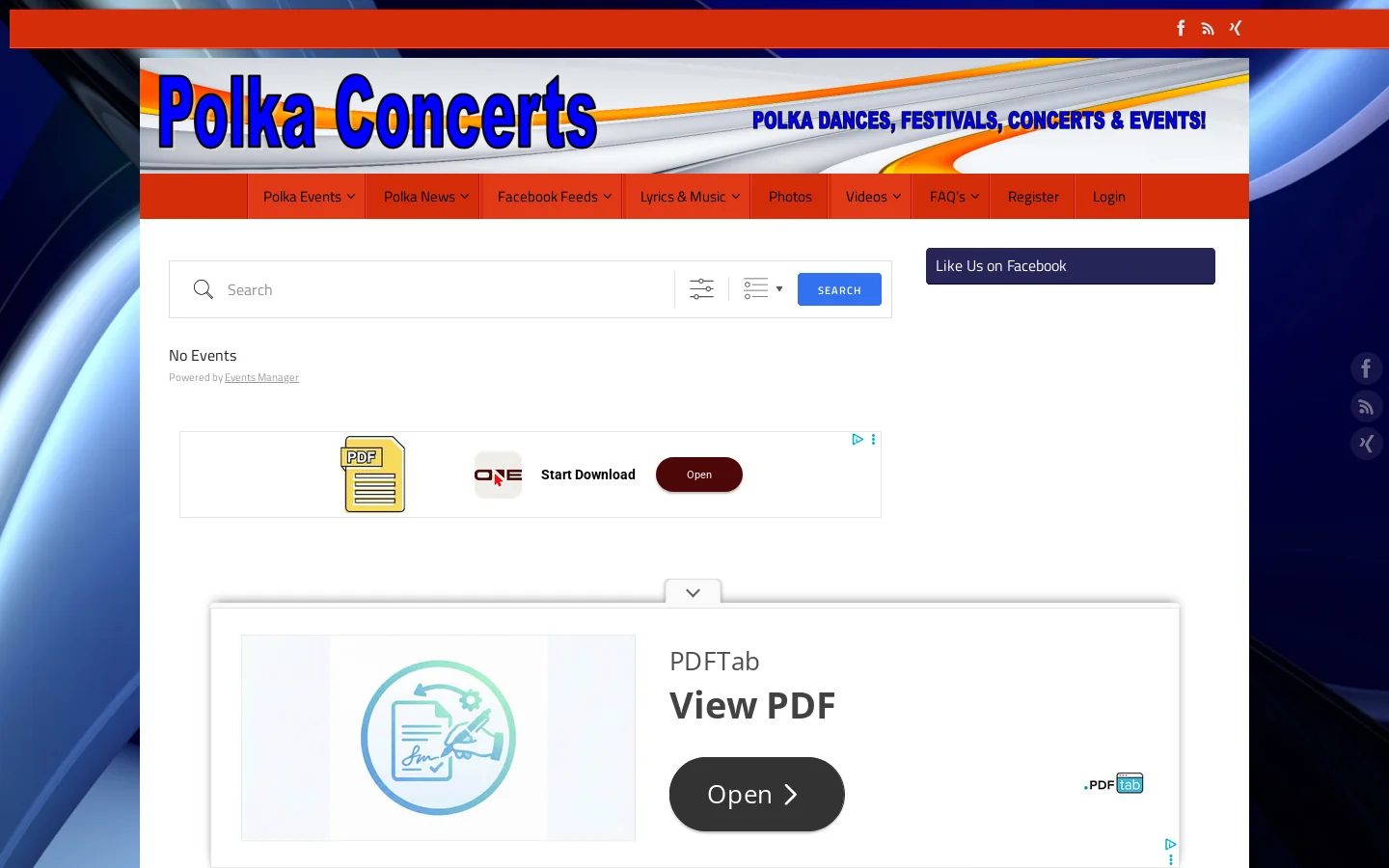 Polka Concerts Homepage screenshot