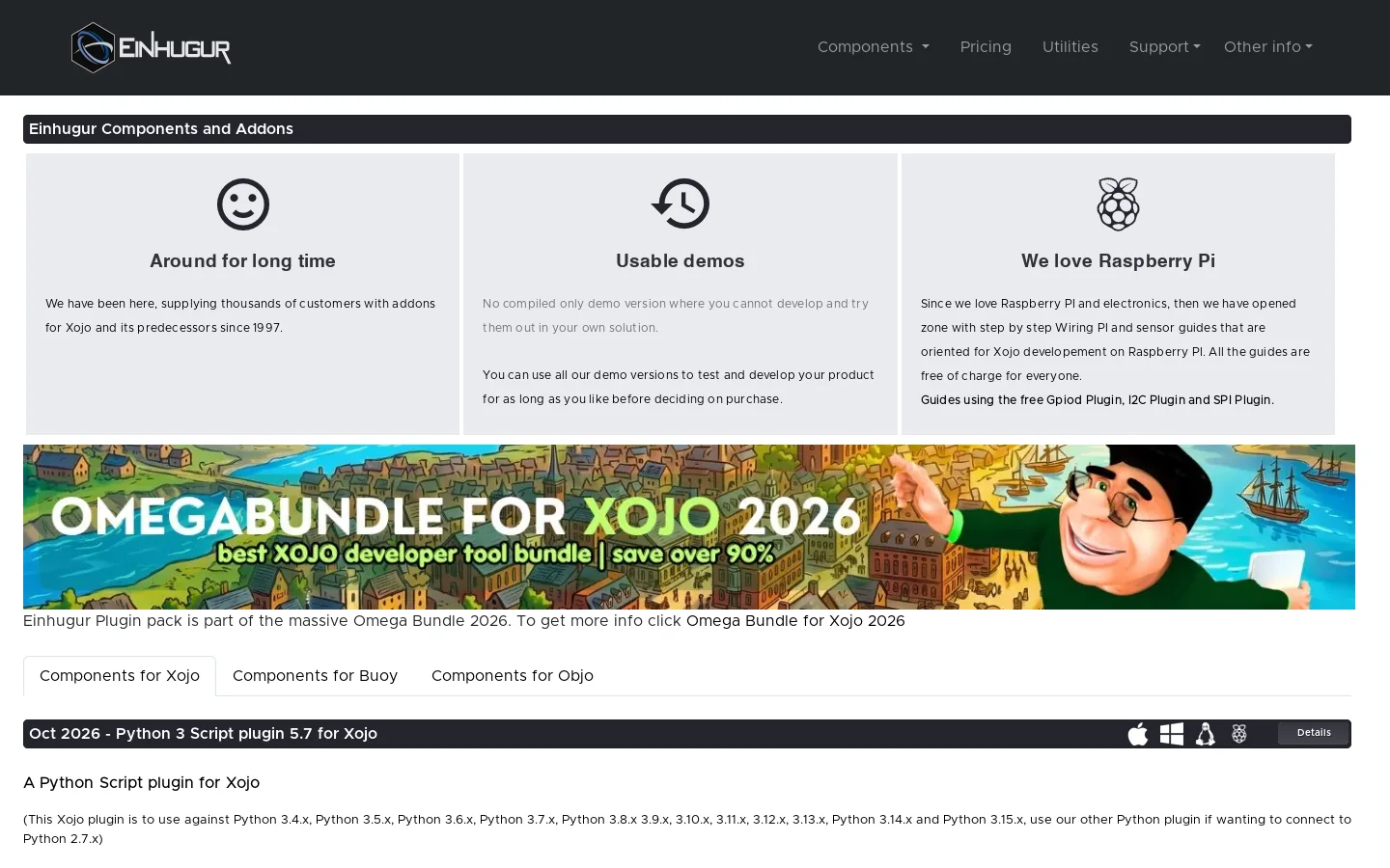Einhugur Software Homepage screenshot
