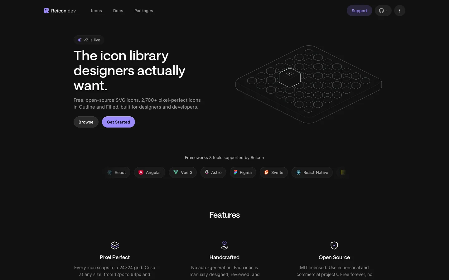 Reicon Homepage screenshot