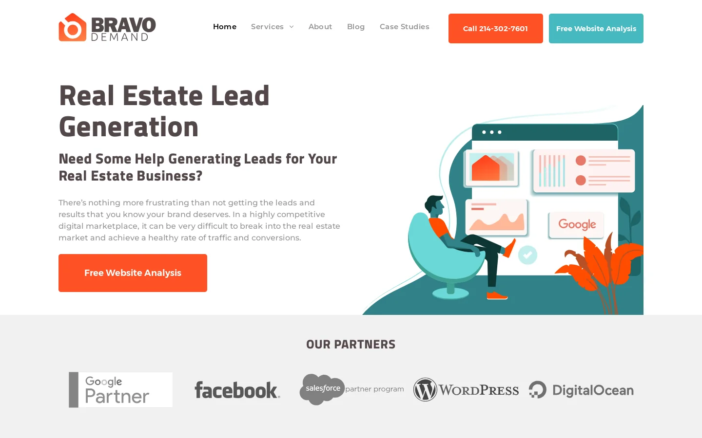Bravo Demand Real Estate Lead Generation Homepage screenshot